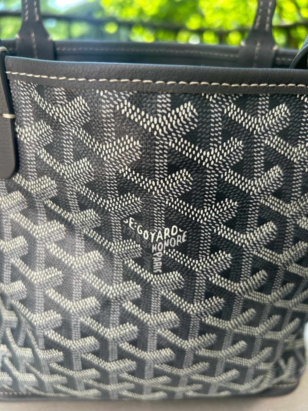 Goyard Anjou Mini Reversible Tote in Gray and White Goyardine and Gray Leather - Picture 2 of 16